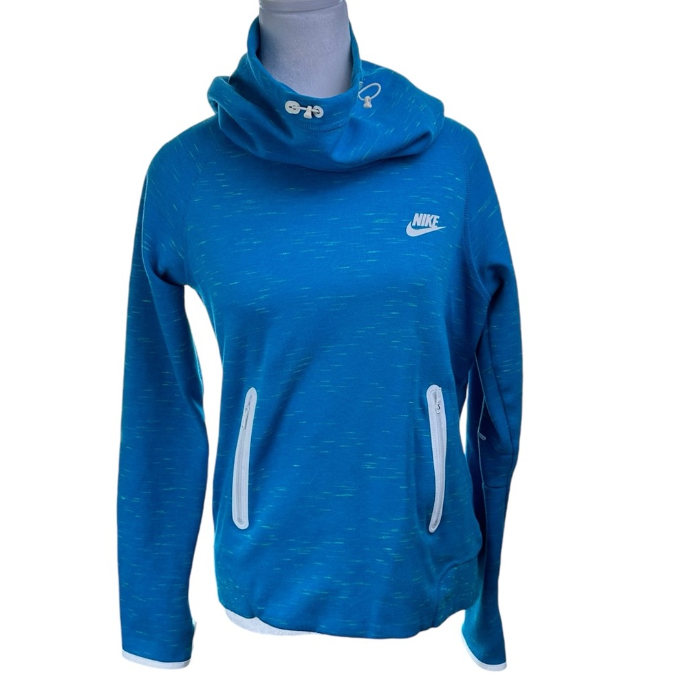 Nike Bright Blue Pullover Hoodie with White Accents